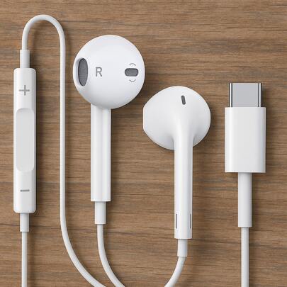 Fone de Ouvido Com Fio Tipo C In-Ear Stereo Alta Qualidade USB-C Tipo C