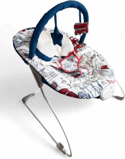  LADIDA Bouncer Chair – 0–6 Months, Gentle Vibration & Calming Music | Soft Plum Blossom Design, Comfortable Rocker Seat – Ideal Gift