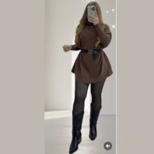 Warm Wool Poncho Dress Luxury Foreign Blogger Model Stylish And Modern Dress For Your Winter Full Of Elegance Autumn Winter Collection Dress 2025 Collection Modern Long Sleeve High Neck Dress, Poncho Dress For Travel Warm Dress Evening Dress Everyday Dress Party Dress Meeting Dress Outing Dress Dress For Your Special Occasion Invest In A Look Full Of Personality