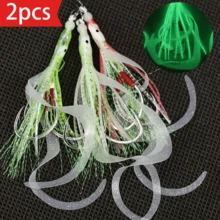2 件装发光硅胶鱿鱼裙带辅助钩鱿鱼钩流光饵软章鱼裙饵