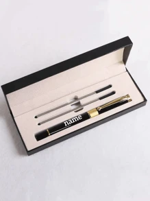 1 Luxury Ballpoint Pen Set, Free Laser Engraving, Best Ballpoint Pen Gift Set, Suitable For Men & Women, Professionals, Office, Groomsmen, Wedding Party, Graduation, Christmas, Refill 0.5mm (Black/Blue)