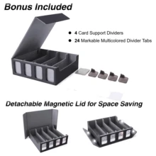 Caja de cartas con soporte para 4 portacartas, puede contener talla grande de 3200 cartas, con 24 divisores de colores, caja de mazo Commander con ventana para juegos de cartas - Multicolor - Ver 2