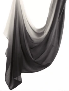 1件波西米亚风水彩印花头巾/围巾，适合女性，适合户外和日常佩戴，可搭配面纱服饰。 - 黑灰漸變 - 查看 3