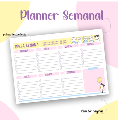 Planner Semanal  Gatinhos 52 paginas