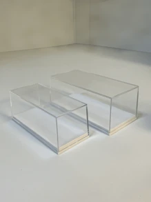 Teca espositiva in acrilico trasparente, per action figure anime, modellini di auto, bambole da collezione, scatola protettiva antipolvere, contenitore di visualizzazione rettangolare, scatola di stoccaggio nera/bianca