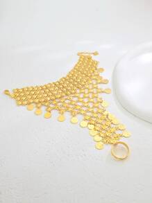 1pc Vintage Stylish Multi-Layer Coin Decor Hollow Carved Gloves-Design Women Bracelet