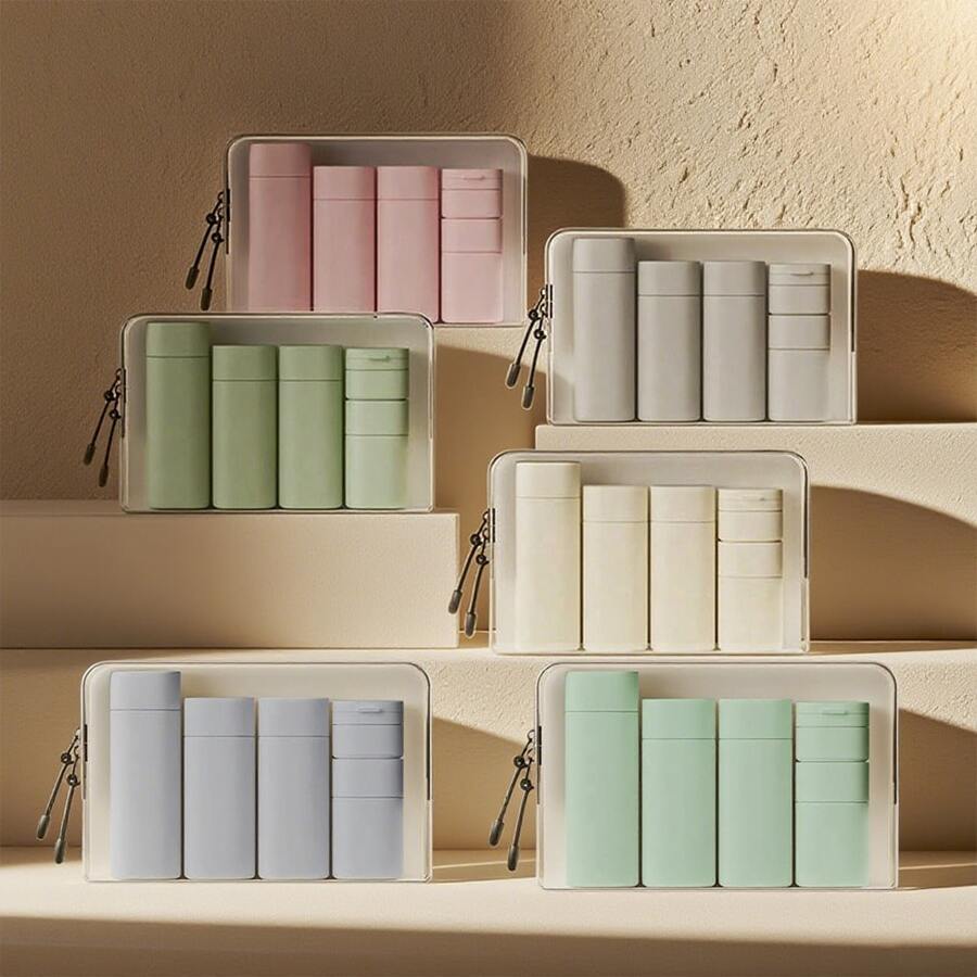 5Pcs/Set Travel Bottles For Toiletries, Travel Containers Proof Travel Tubs Refillable Liquid Travel Accessories For Shampoo Conditioner Lotion Body Wash