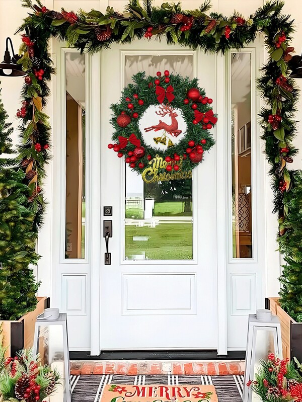1pc 30cm Christmas Wreath,Handcrafted Christmas-Wreaths For Door,Christmas Wreaths Holiday Accents,Indoor & Outdoor Christmas Decorations Gifts,Winter Holiday Christmas Party Decoration Stocking Fillers