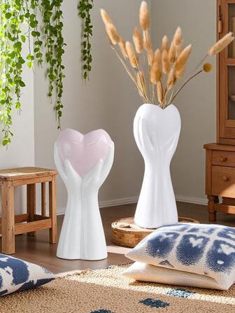 1 件心形装饰花瓶 - 非常适合婚礼和家居装饰，适合作为客厅、卧室、咖啡桌的圆形中心装饰，最佳礼物