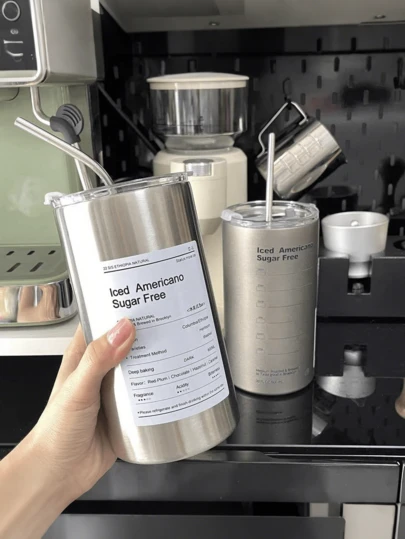 高品质不锈钢保温杯，真空密封旅行杯，带吸管的拿铁杯，便携式水瓶，适合户外、办公室、汽车使用，是商务、家庭和朋友的理想礼物