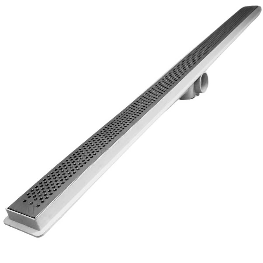 Ralo Linear Banheiro Seca Box 5x60 Inox Bolinha Espelhado Coletor Branco com Sifão - Branca - Visão 1