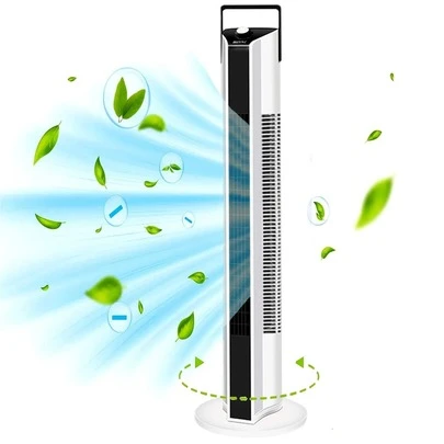  SPZTJK Powerful Tower Fan With Oscillation - Quiet Bladeless Standing/Desk Fan, 3 Speeds & Modes, Energy-Efficient Cooling Fan For Home, Office, Bedroom, Living Room - Ideal For Hot Weather, Modern Aesthetic, Portable Design