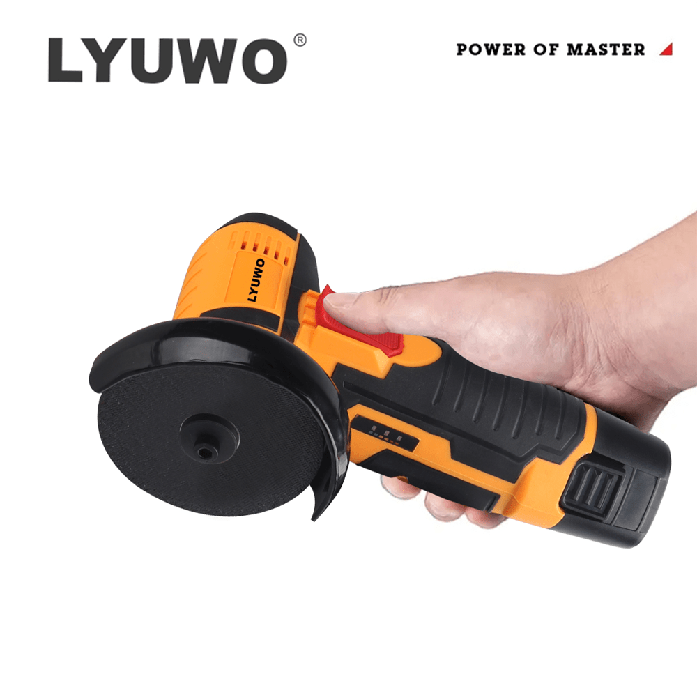 Utensile elettrico LYUWO, mini smerigliatrice angolare a batteria al litio 12V, mini lucidatrice, macchina da taglio elettrica, funzionamento con una mano, alta potenza, caricabatterie 1,3A, batteria ad alta capacità da 2,0 Ah, maggiore efficienza di carica, in grado di tagliare metallo, rimuovere ruggine e lucidare legno, con dischi per smerigliatura angolare inclusi come regalo