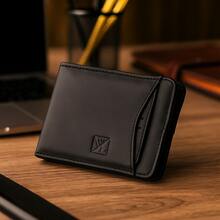 Carteira Masculina Grande Couro Elegante Porta Cartões Porta Documentos Porta Moedas Lançamento - Preto - Visão 1