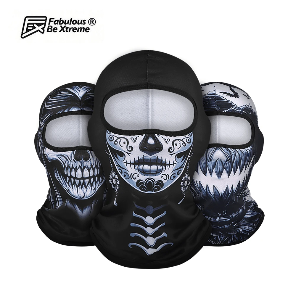 Fabulous Be Xtreme Stylish Skull & Scarecrow Print Balaclava Mask, Breathable Moisture-Wicking Sun Protection Face Cover For Outdoor Sports, Fun Party, Cycling