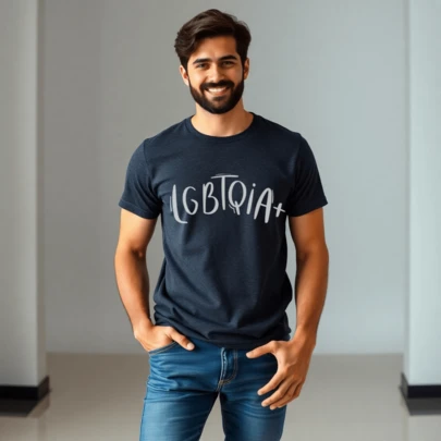 Camiseta Masculina Orgulho LGBT Parada Tshirt 100% Algodão Camisa Estampa Estilosa