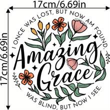 1pc Amazing Grace Floral Iron-On Heat Transfer Decals For DIY Clothing - Washable Vinyl Stickers For T-Shirts, Jeans, Masks, Backpacks - Inspirational Christian Bible Quotes Design, Mixed Colors