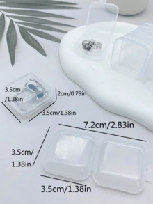 50 个装小号透明塑料珠饰首饰收纳盒，带铰链盖，用于存放小物件、工艺品、珠宝、五金件，1.37 X 1.37 X 0.7 英寸，适合女性收纳整理器旅行必需品，适合返校宿舍收纳 - 無色 - 查看 4