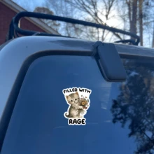 幽默“愤怒”猫贴纸 - 精力充沛的小猫拿着花束，俏皮有趣的设计，适用于笔记本电脑、水瓶、笔记本、可重复使用的乙烯基贴纸、易于剥离和粘贴的笔记本电脑配件、可爱的贴纸、学校用品、返校 - 彩色 - 查看 8