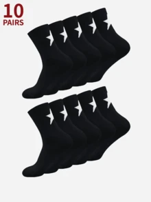 10 Pairs Men's Star Pattern Casual Mid-Calf Socks - Multicolor - View 12