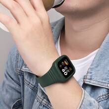 1pc Sport Silicone Case Strap Compatible With Redmi Watch 3 Active Mi Watch 3 Lite Screen Protector Bumper Cover Smartwatch Rubber Band,Suitable Outdoor Rock Climbing And Seaside Walking