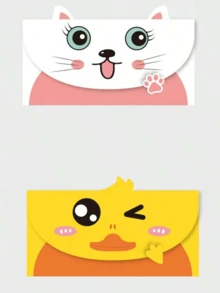 10 张/包可爱卡通创意贺卡可折叠留言卡 - 10pcs/包卡通信封 - 查看 16