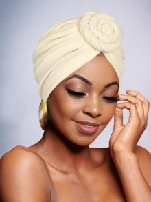 Awegeo 女士纯色头巾，带装饰细节 - 休闲时尚头巾，适合居家和日常佩戴 - 彩色 - 查看 14