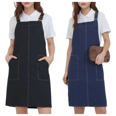 1件装围裙，适用于服务员、厨师、面包师、咖啡馆、餐厅、酒店、便利店、陶瓷工作室，男女通用帆布围裙