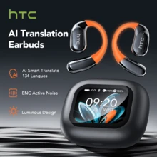 HTC NE27 AI Open Wireless Earbuds With Artificial Intelligence Translation, Bt 6.0, Lcd Touchscreen, Stereo Sound, Long Life, Transparent Case, Noise Cancellation On Calls, 134 Languages Ready To Translate - Black NE27 AI - View 10
