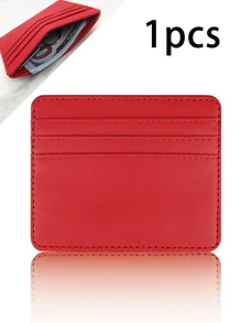 1 szt. Wielofunkcyjny uchwyt na karty, duża pojemność przegródek na karty, kompaktowe skórzane etui na karty z poliuretanu, może pomieścić karty bankowe, karty tranzytowe, karty członkowskie, wizytówki, monety itp. Formalne/biznesowe pomysły na Walentynki