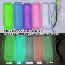 Funda protectora de silicona para control remoto de TV, de silicona suave que brilla en la oscuridad, resistente a la suciedad, adecuada para Roku Rc280 universal con cordón