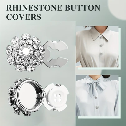 1/2/4 st 23 mm strassknappskydd för kvinnor, kristallknappskydd, avtagbara knappskydd med klicklås, fina kristallknappar för kläder, knapptryckningar med tång för kostym, smokingskjorta, blyinfärgad