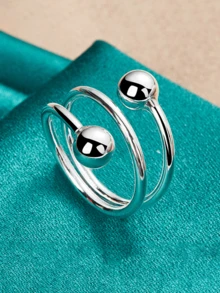 925纯银戒指 女士情侣戒指 简约手工 大戒指 派对珠宝礼物 - 彩色 - 查看 6