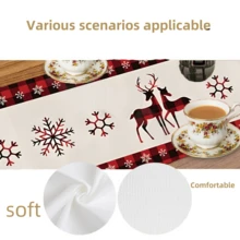 1 szt./270 szt. bieżnik świąteczny, czarno-czerwona obwódka z motywem krasnala i płatka śniegu, materiał poliestrowy, 30 x 180 cm, zimowe przyjęcie bożonarodzeniowe w domu, dekoracja stołu w restauracji i salonie, dekoracja stołu jadalnego do wewnątrz i na zewnątrz, wystrój pokoju, wystrój domu, kuchnia, styl dekoracyjny, wystrój kuchni, wystrój pokoju, dekoracja świąteczna, wystrój salonu - Czarno-czerwona krawędź Gnome Snowflake - Zobacz 6
