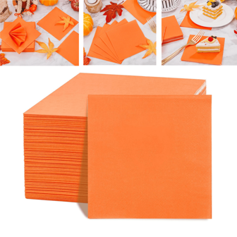 20/50/100pcs Orange Napkins & Orange Cocktail Beverage Napkins - Orange Dinner Dessert Napkins Disposable - 5" X 5" Orange Paper Napkins For Birthday Thanksgiving,Graduation Party Restaurant Picnic, Fall, Bar, Weddings