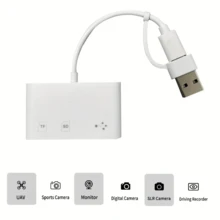 Type-C+USB Dual Connector Three In One Multifunctional Card Reader TF/SD/USB Three In One Card Reader For Mobile Phones, Cameras, Drones, And Computers - White - View 4