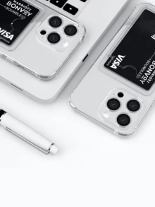 2 件透明卡片保护套适用于 Galaxy Mi Redmi Honor Oppo Vivo，超薄保护软 TPU 减震钱包式保护套带卡夹防水防摔防刮