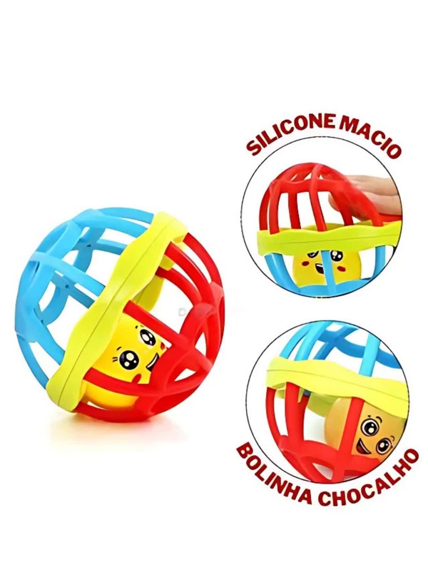 Brinquedo Bolinha Chocalho Macio Silicone Sensorial Chocalho Ball Baby Mordedor Macio
