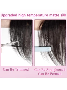 Middle Part Wispy Bangs Hair Topper, Invisible Seamless Lightweight Fluffy Hairpieces For Volume