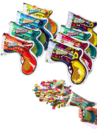 10/15/20Pcs Vibrant Confetti Cannons - Colorful PET Plastic Party Decorations With Star Heart & Boom! Designs For Weddings Birthdays Christmas New Year Halloween - Carnival Party Supplies & Favors Party Decorations Supplies Celebration Essentials Playful Graphics Best