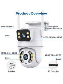 YOOSEE IP66 Wi-Fi Security Camera With Dual Lens And 360° View By Motion Detection. - Blanco y Negro - Ver 3