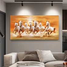 1 件复古墙面艺术海报，大型奔腾骏马帆布墙面艺术 - 防水无味，适合客厅、卧室、办公室、酒吧的精美墙面装饰，带框或不带框，房间装饰，家居装饰，大学宿舍公寓装饰，酒店、家居、客厅、卧室、浴室和办公室墙面装饰的礼物 - 彩色 - 查看 3