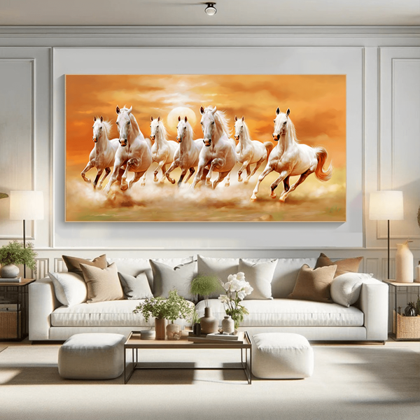 1pc Large Galloping Horses Canvas Wall Art - Waterproof & Odorless, Stunning Wall Decor For Living Room, Bedroom, Office, Bar, With Or Without Frame