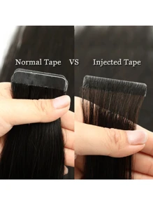 Invisible Tape In Hair Extensions Human Hair Seamless Injected Hand-Tied Pro Virgin Human Hair Tape Ins Balayage 10PCS(1#,2#,18P613#,60#) - S2 - View 9