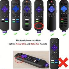Funda protectora de silicona para control remoto de TV, de silicona suave que brilla en la oscuridad, resistente a la suciedad, adecuada para Roku Rc280 universal con cordón