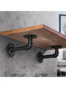 HALMAN 2 Pzs, Pipe Shelf Brackets Set of 2 Industrial Iron Shelf Brackets Pipe Shelving Brackets for Custom Floating Shelves, Par De Mensulas Para Repisas Uso Rudo, Montado Pared Resistentes Soportes de Estantes Rústicos, organizadores de almacenamiento de estantes flotantes para decoración del hogar, estantes de hierro para soportar libros, soportes de partición, 8*15 cm/12*14 cm. Carga 200 libras,DIY Rustic Shelves Brackets Hardware Included Black - Negro - Ver 12