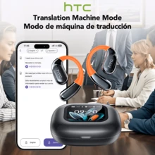 HTC NE27 AI Open Wireless Earbuds With Artificial Intelligence Translation, Bt 6.0, Lcd Touchscreen, Stereo Sound, Long Life, Transparent Case, Noise Cancellation On Calls, 134 Languages Ready To Translate - Black NE27 AI - View 3