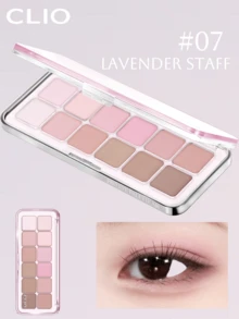Clio K-Beauty PRO EYE PALETTE AIR，12 色眼影盘，一体式彩妆盘，哑光闪光眼影，腮红，高光，眼影，日常彩妆，韩妆