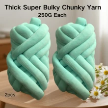 250G/Pieza Hilo súper grueso y voluminoso para tejer y ganchillo a mano, hilo de algodón suave y voluminoso para hacer mantas artesanalmente - Multicolor - Ver 30