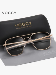 VOGGY 时尚、简约、复古、金属、偏光装饰眼镜，男士适用，适合运动、驾驶、户外、骑行、钓鱼、度假、旅行、派对、装饰、礼物，街头风格，适合搭配毛衣夹克、运动衫、连帽衫、皮裤和工装裤，适合夏季海滩度假、户外、旅行